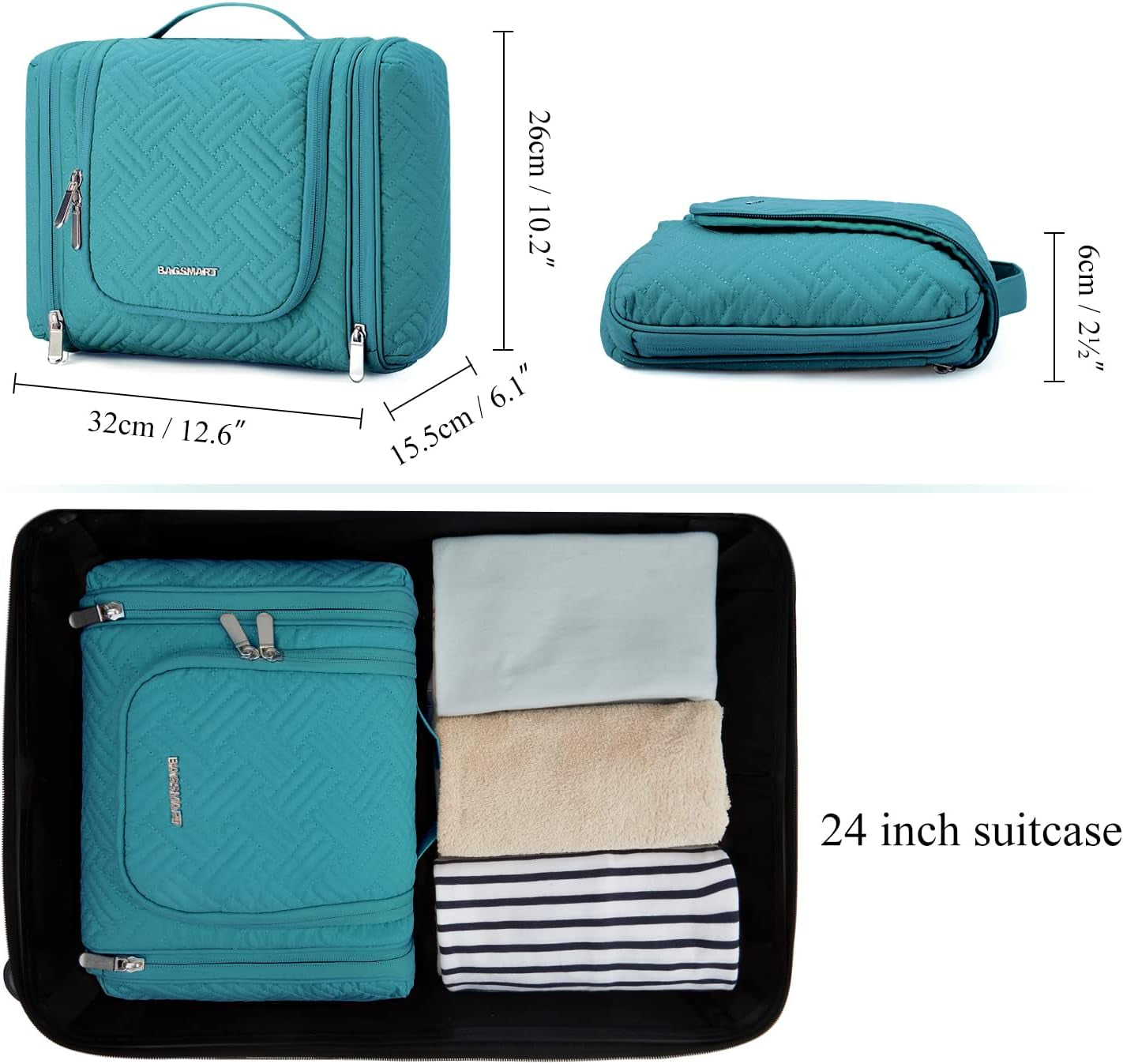 Hanging Travel Toiletry Cosmetic Bag for Women Blue